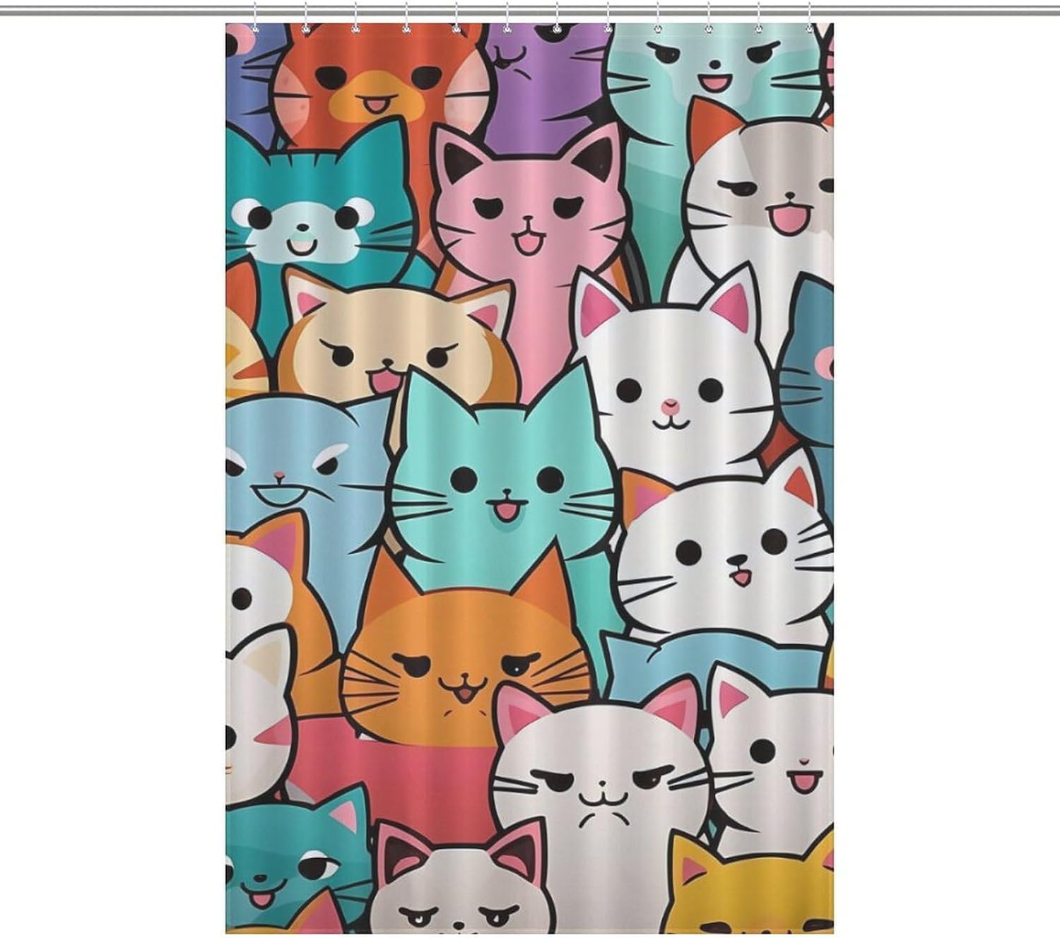 Cats Pattern Funny Shower Curtains Washable Bath Curtain Liner with Hooks for Bathroom Bath Tubs
