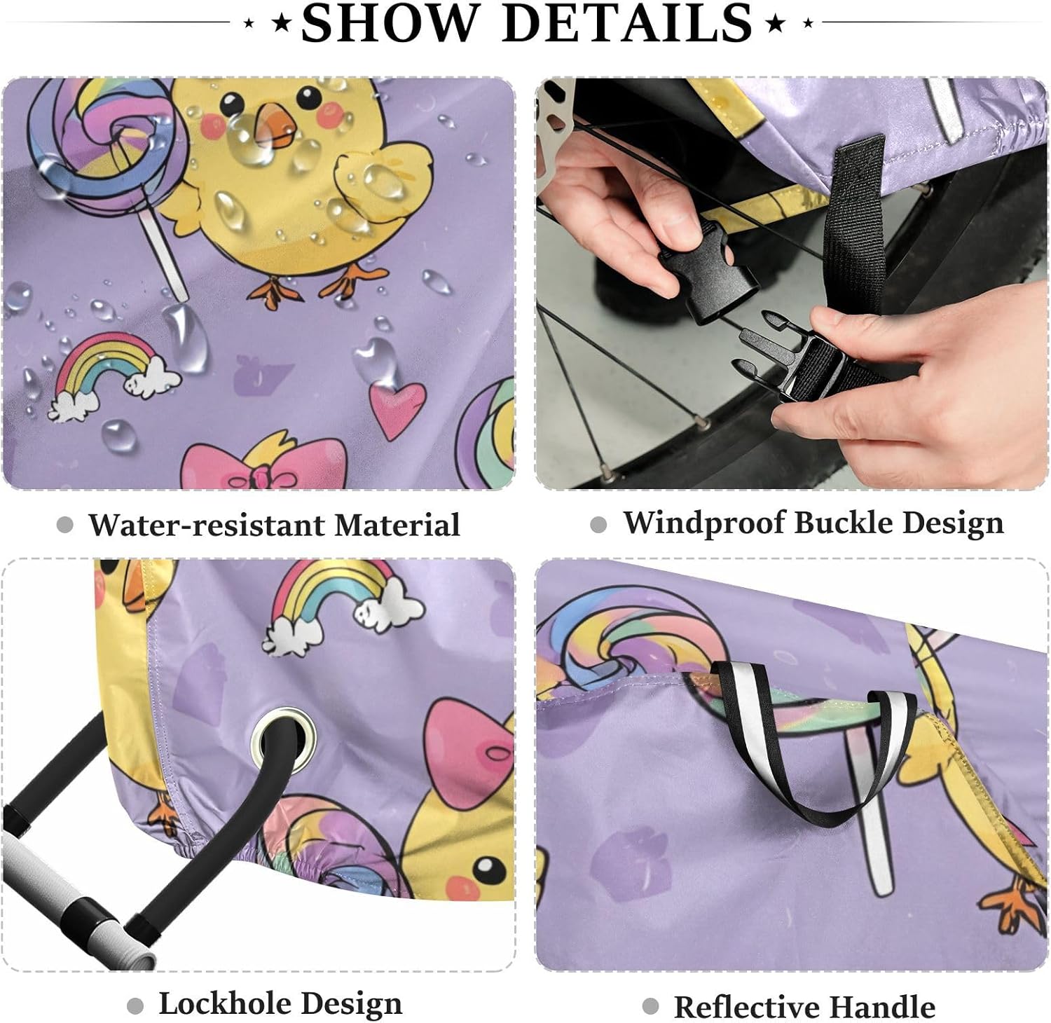 ALAZA Duck Lollipop Bike Cover Waterproof Outdoor Ebike Bicycle Covers Tarp Protection for 1/2 Bikes, Sun UV Dust Wind Proof