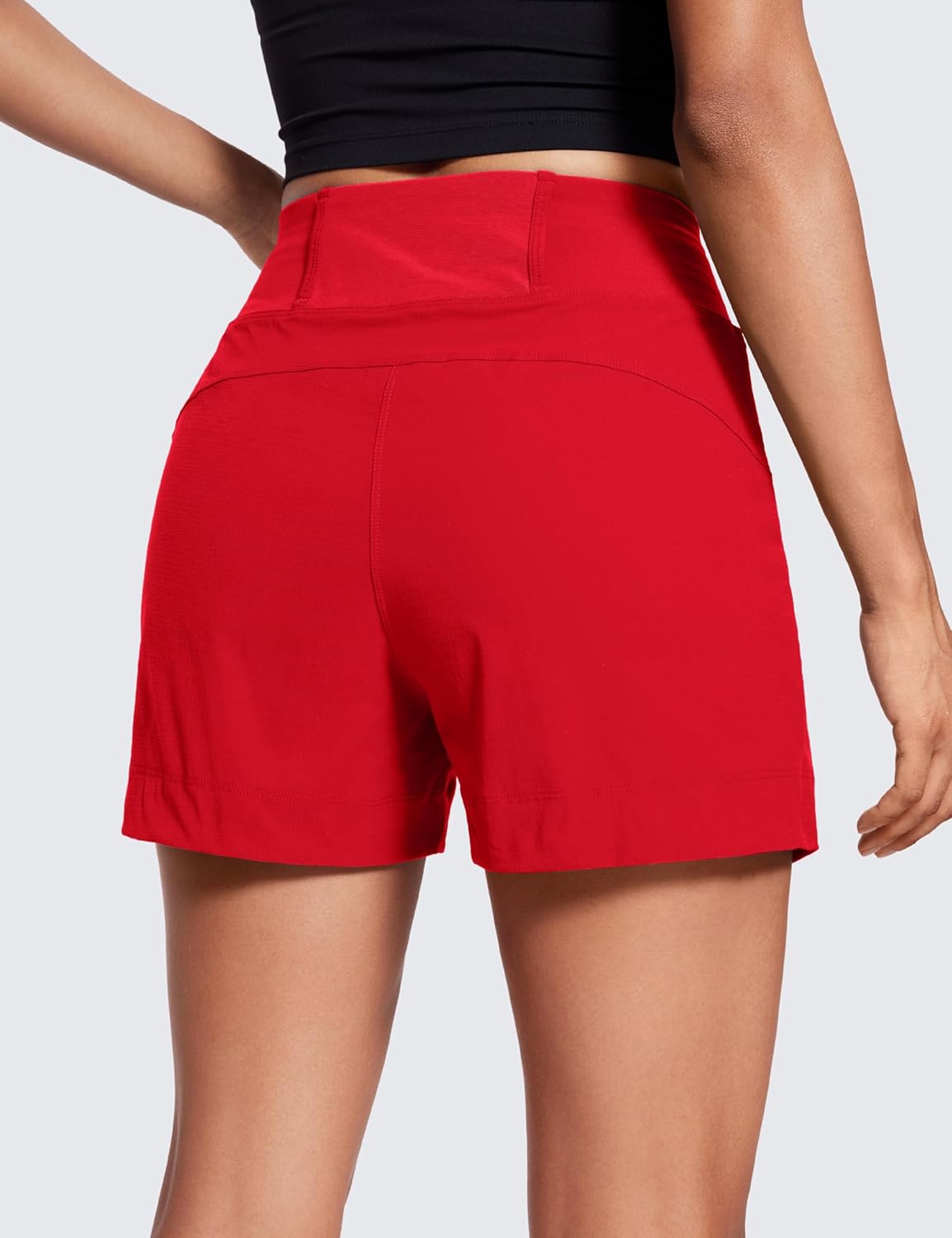 CRZ YOGA Women's Lightweight Mid Rise Hiking Shorts 4'' - Stretch for Athletic Summer Travel Outdoor Golf with Zip Pockets