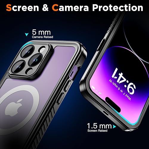 Miniatura 8 de Beasyjoy Funda impermeable para iPhone 14 Pro Max con Magsafe, funda magnética resistente con protector de pantalla integrado, 360 grados de