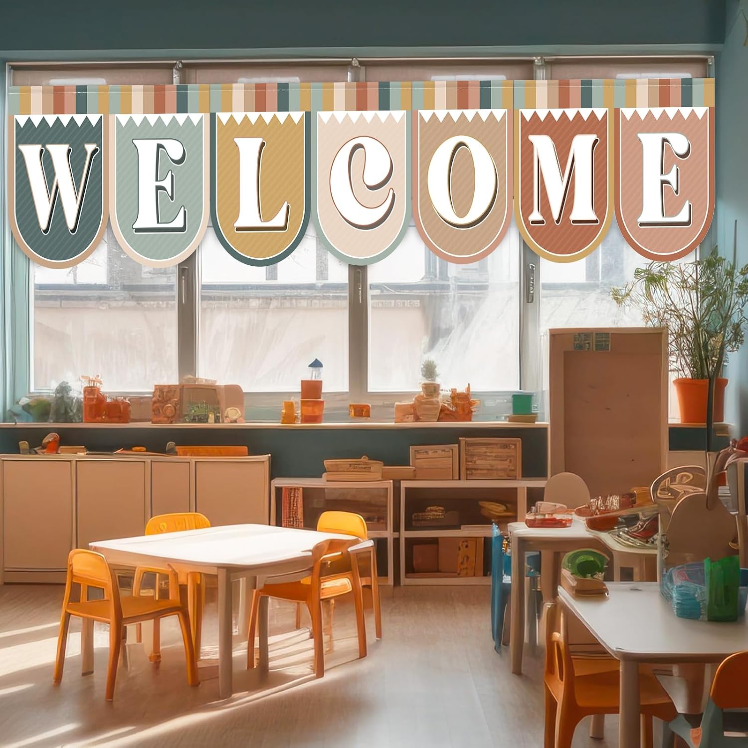 Tenceur 7 Pcs School Classroom Curtains Back to School Composition Notebook Classroom Curtains Crayons Pencils Classrooms Decoration for Kindergarten Daycare Primary Bedroom Playroom Room Decor