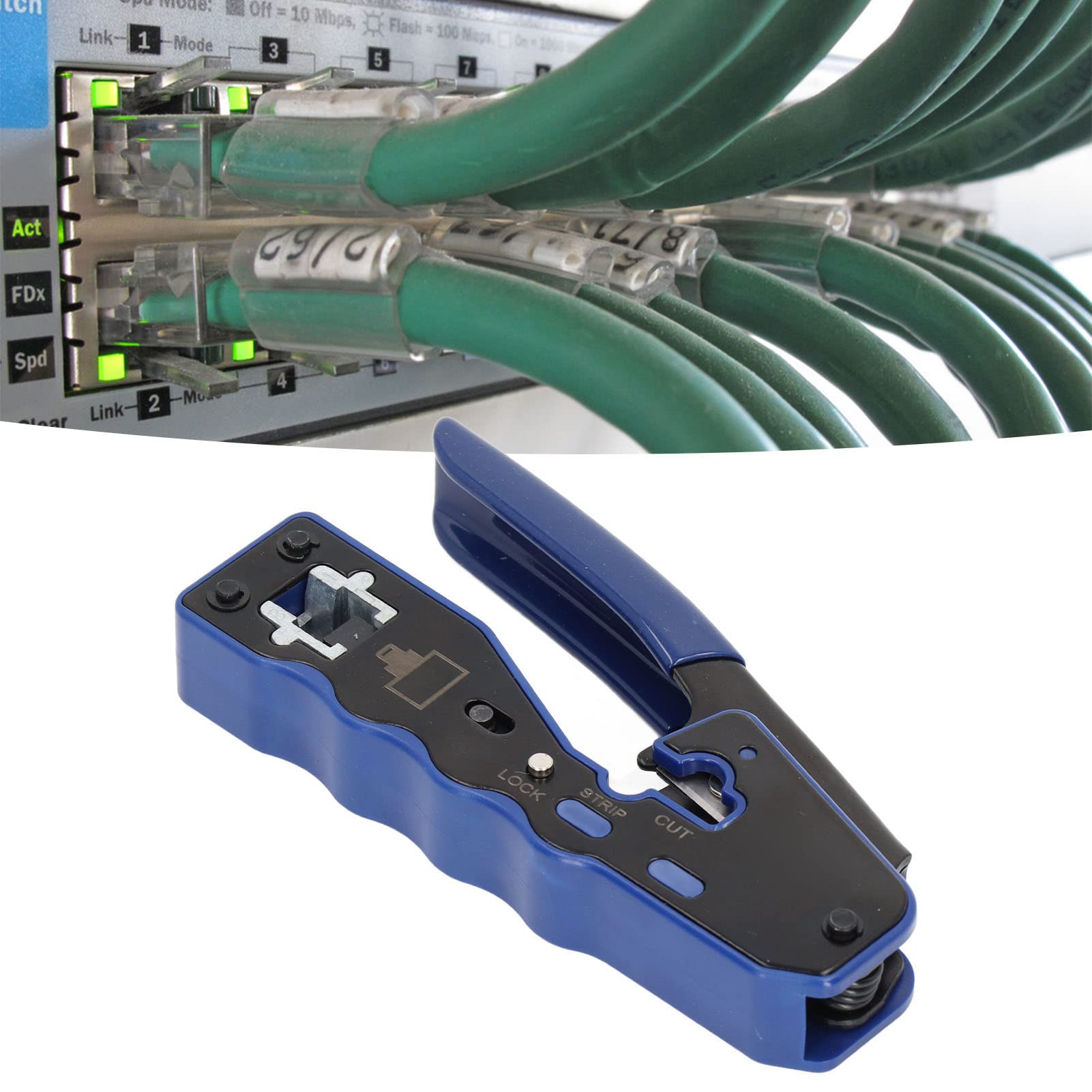 Ensemble d'outils de sertissage RJ45 et dénudeur de câble avec kit de connecteurs RJ 50 pièces pour réseau – Outil manuel en acier à haute teneur en carbone pour l'entretien des
