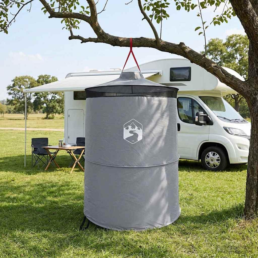Tenda pop-up per WC con corda per appenderla, 97 x 126 cm, tenda da spogliatoio per campeggio, escursioni e spiaggia, tenda portatile pop-up in poliestere con borsa per il trasporto, grigio e