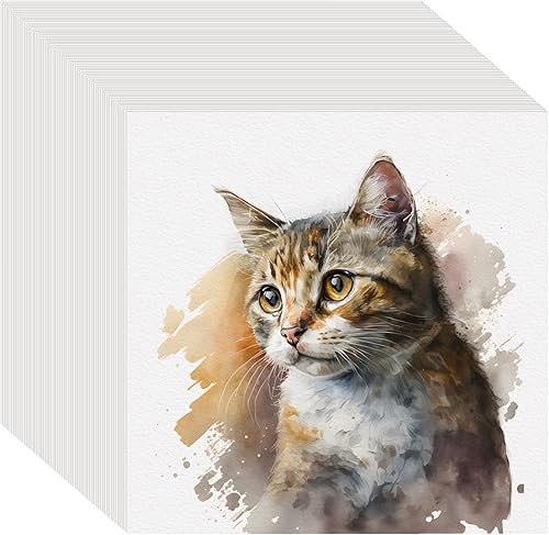 100 piezas de papel de acuarela de 4 x 4 a granel, 140 libras/10.58 oz de prensa en frío, bloc de papel grueso de color de agua para niños y