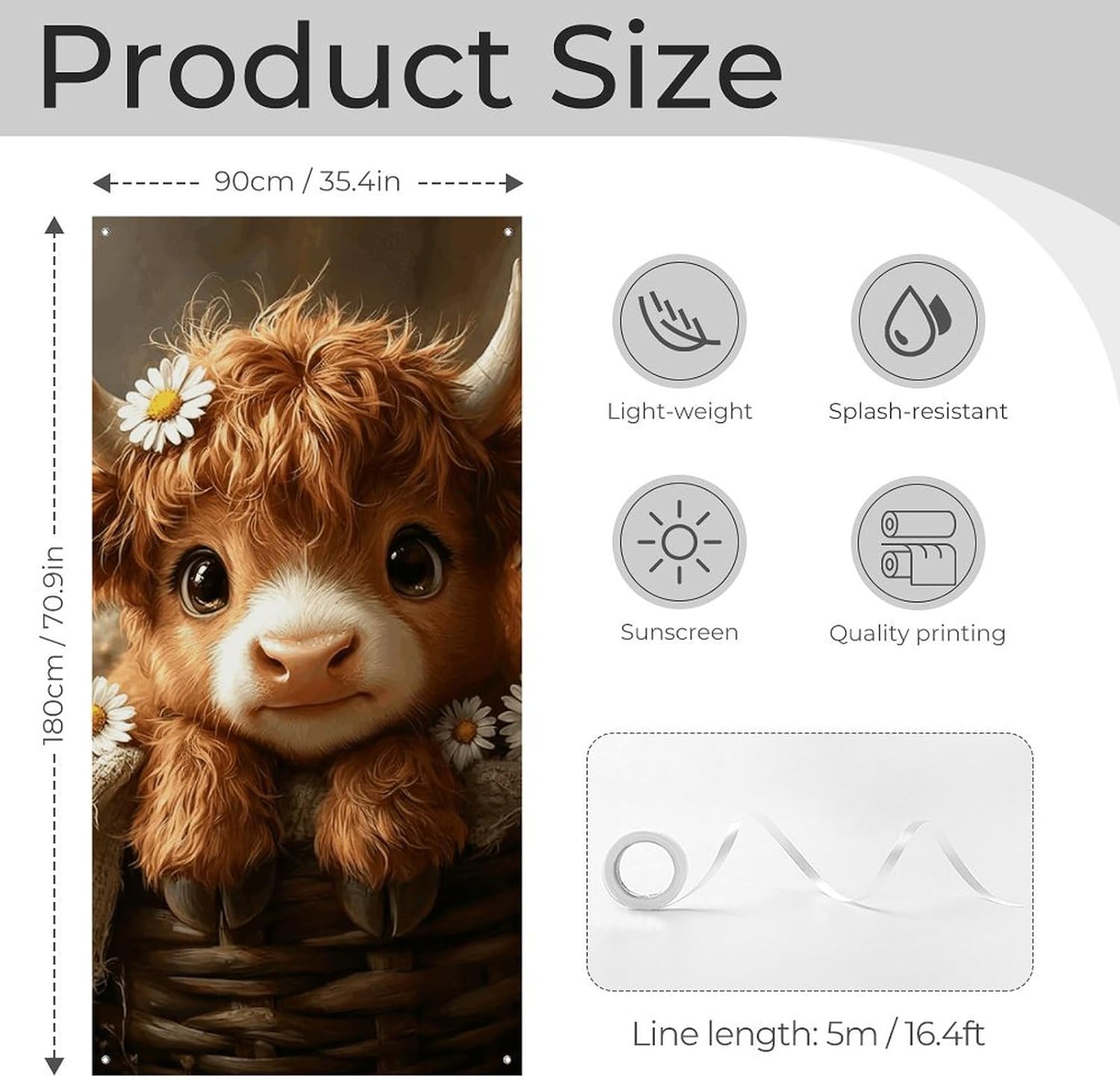Highland Calf Decoration Door Banner Welcome Door Cover image 2