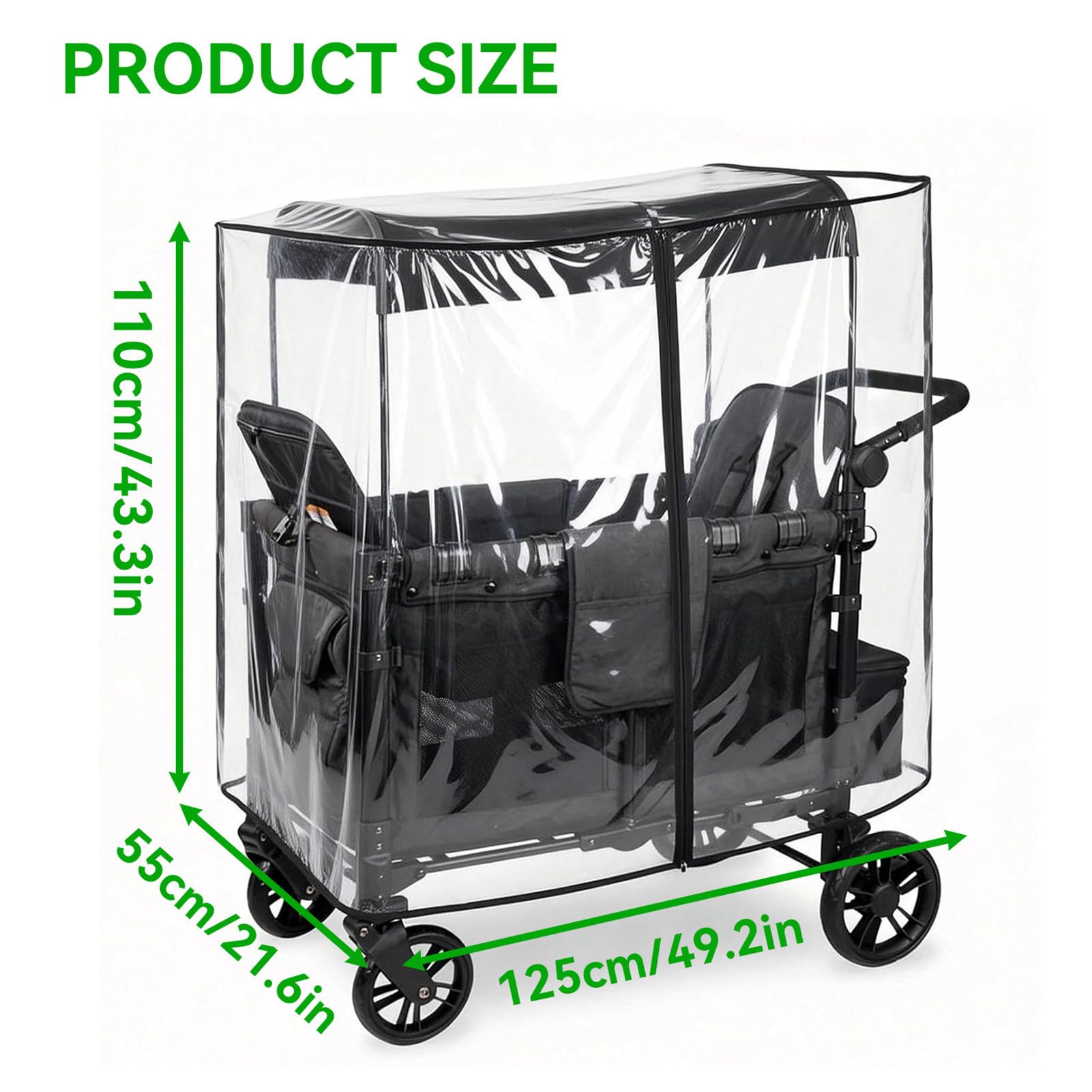 Housse de Pluie Wagon pour WonderFold W4, Imperméable et Coupe-vent de qualité Supérieure, Idéale pour une Protection contre les Temps, Conception Ventilée (125 * 55 * 110cm)