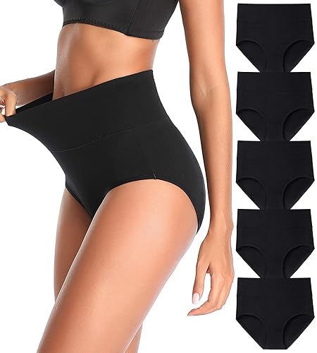 Women's High Waist Cotton Underwear Stretch Briefs Soft Comfy Ladies