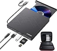 Vista 1 de Unidad externa de CD y DVD, grabadora de CD USB 3.0 con 2 puertos USB y 2 ranuras para tarjetas TF/SD, unidad de disco óptico para portátil Mac, PC