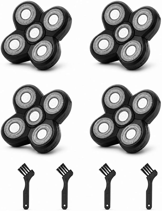 Cabeças de reposição com 5 lâminas colorski compatíveis com barbeador para cabeça Freebirds, pacote com 4