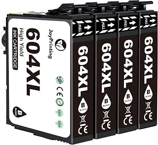 JoyPrinting 604XL Ink Cartridges Replacement for Epson 604 Ink Cartridges Black for Epson Expression Home XP-2200 XP-2205 XP-3200 XP-3205 XP-4200 XP-4205 WF-2910 WF-2930 WF-2935 WF-2950 (4 Black)
