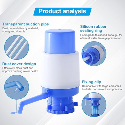 Miniatura 2 de Bomba de agua manual para botella de 5 galones, dispensador de jarra de agua portátil, dispensador de agua a presión manual para camping, deportes,