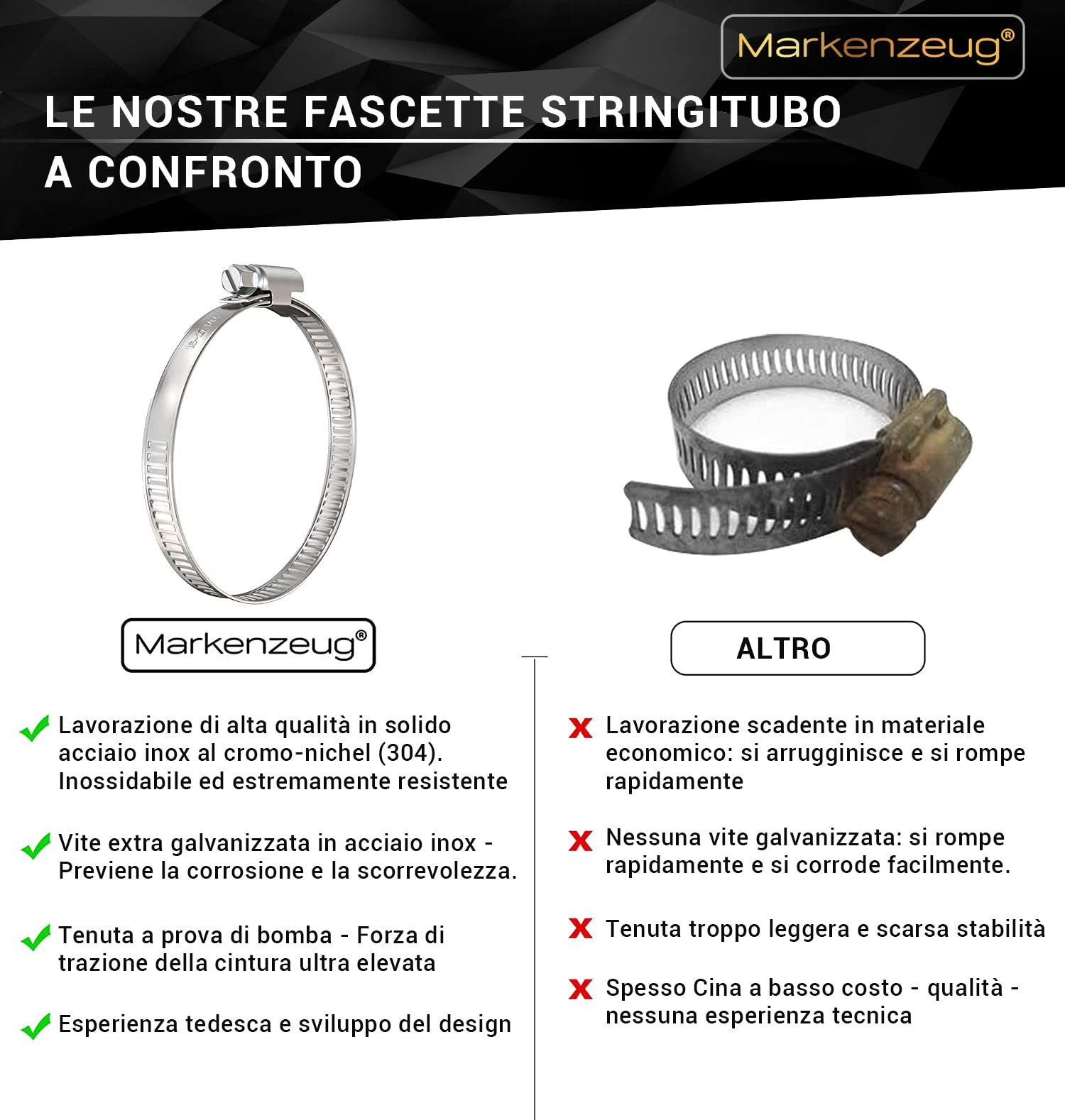 Fascette Stringitubo In Acciaio Inox 10 Pezzi - Regolabili 32-50mm Per Tubi - Foto 13