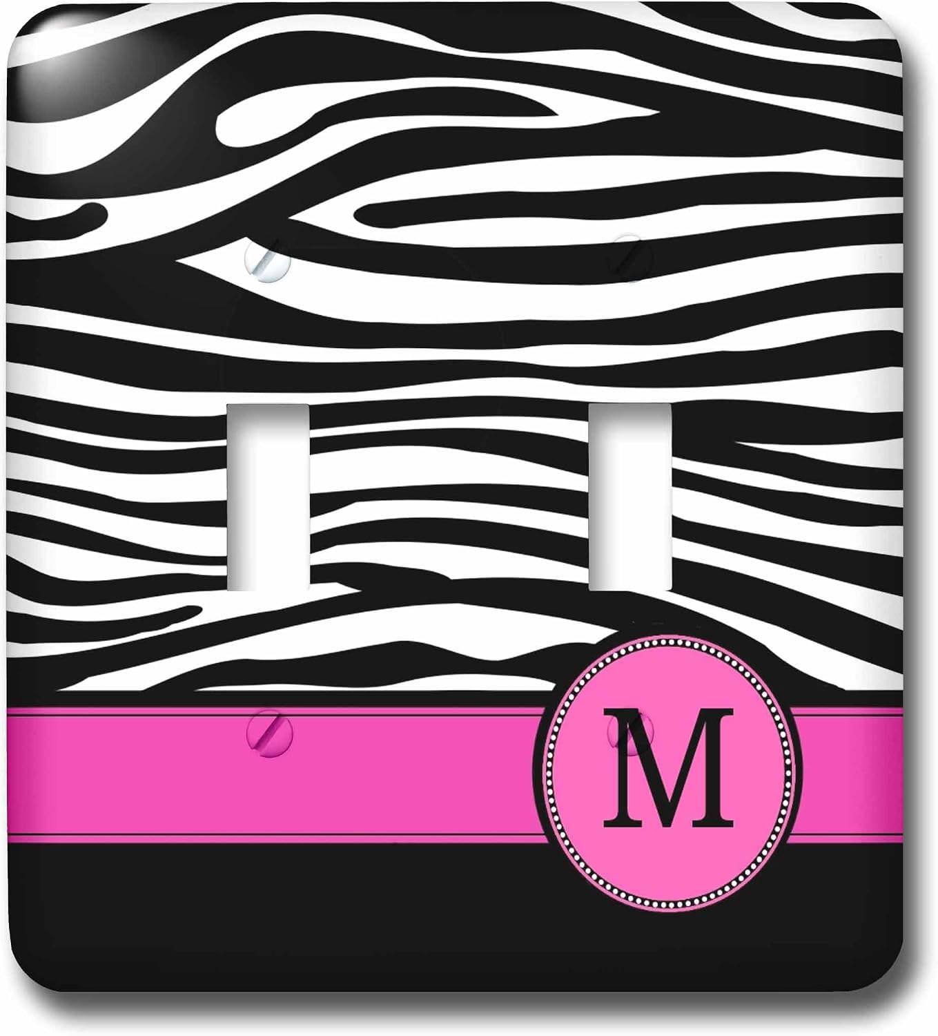 3dRose monogram black white zebra stripes hot Letter M double toggle switch