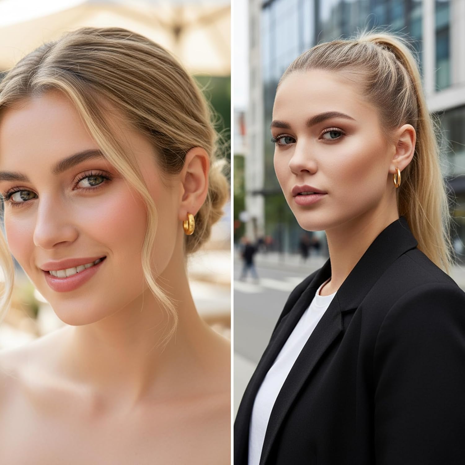 9 Pairs Stainless Steel Small Hoop Earrings Lightweight Minimalist Small Hoops, 14K Gold Silver Black Earrings Multiple Piercing Cartilage Hoop Earring Stack Jewelry for Women Men - Image 5