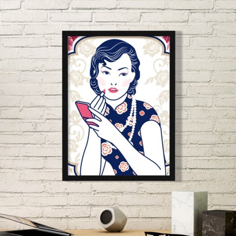 Culture Chinoise Rose habiller un mur vide petit cadre noir stickers art