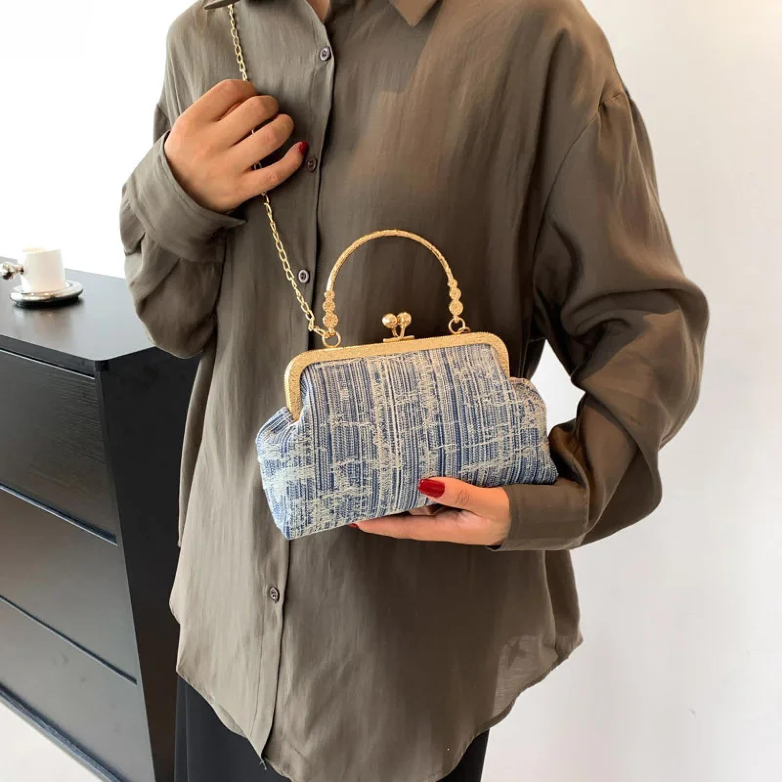 Abendtasche Damen Clutch Beliebte Metall Denim Abend Tasche Damen Taschen Mode Kette Schulter Umhängetasche Party/Hochzeit Clutch Geldbörse