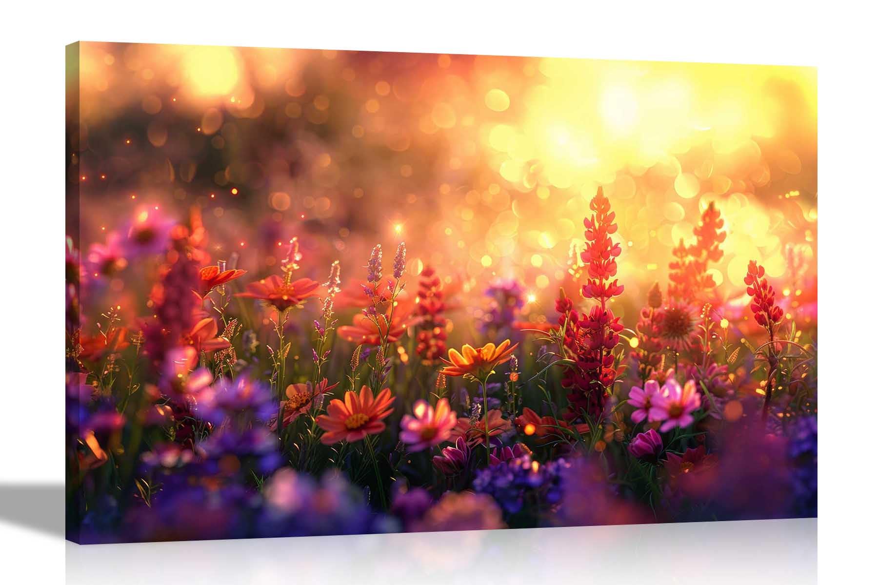 Artley Prints Sunshine Summer Flowers - Colourful Canvas Wall Art Prints Floral Pictures Botanical Artwork For Home Living Room 51 X 35Cm (20 X 14 Inches)