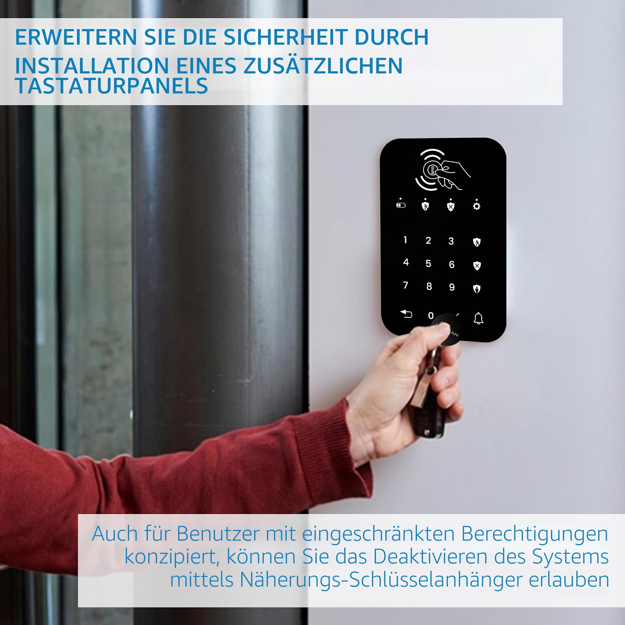 NIVIAN WLAN & GSM Alarmanlage Haus – Smartes Alarmsystem mit Touchscreen, Bewegungsmeldern, Tür-/Fenstersensoren, Fernbedienungen & Außensirene – APP TUYA