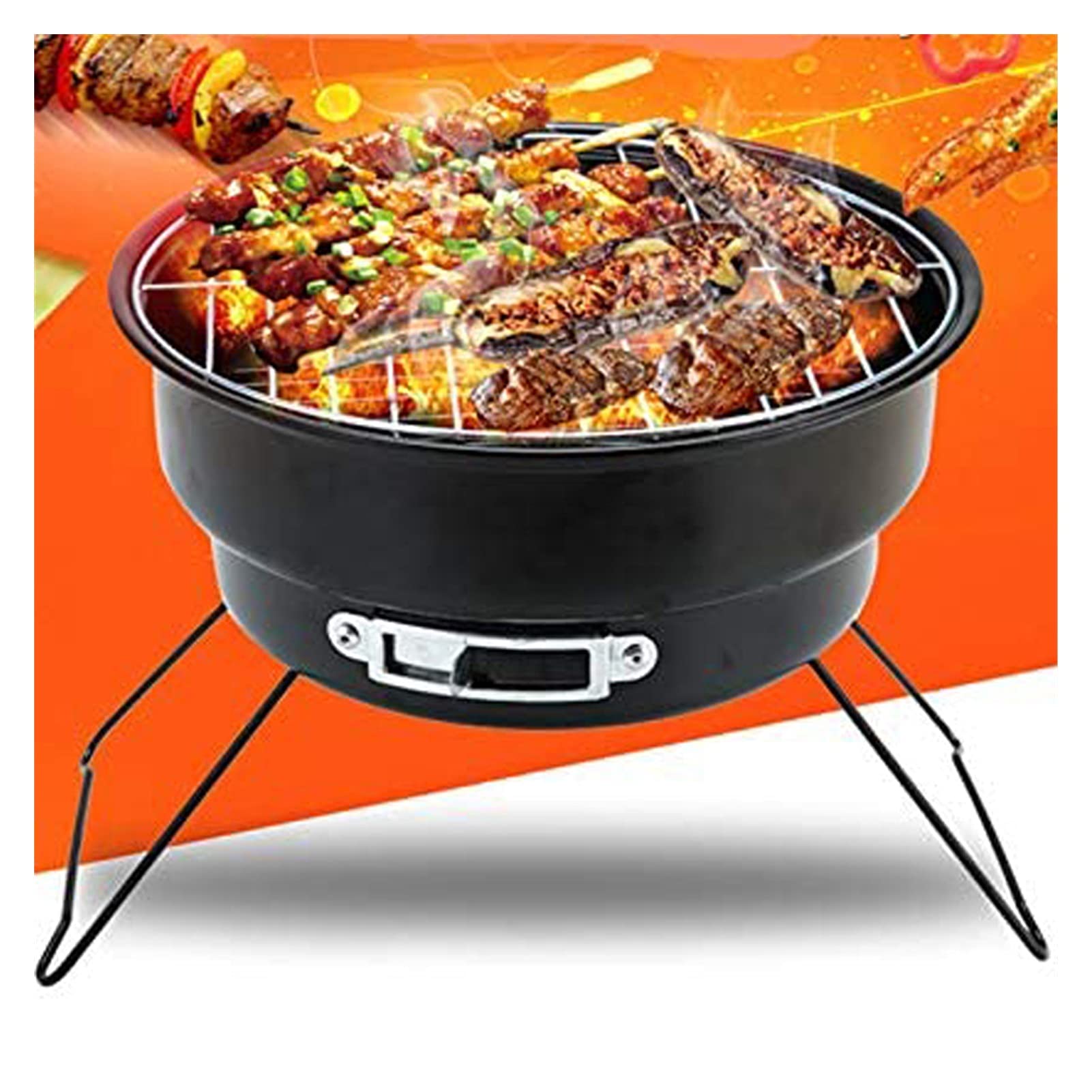 Barbecue A Carbonella Pieghevole all'aperto Barbecue Portatile Grill Grill Stufa a barilotto Rotondo Carbone BBQ Grill Grill Piccola casa Picnic Fornace Barbecue Portatile (Color : 1)