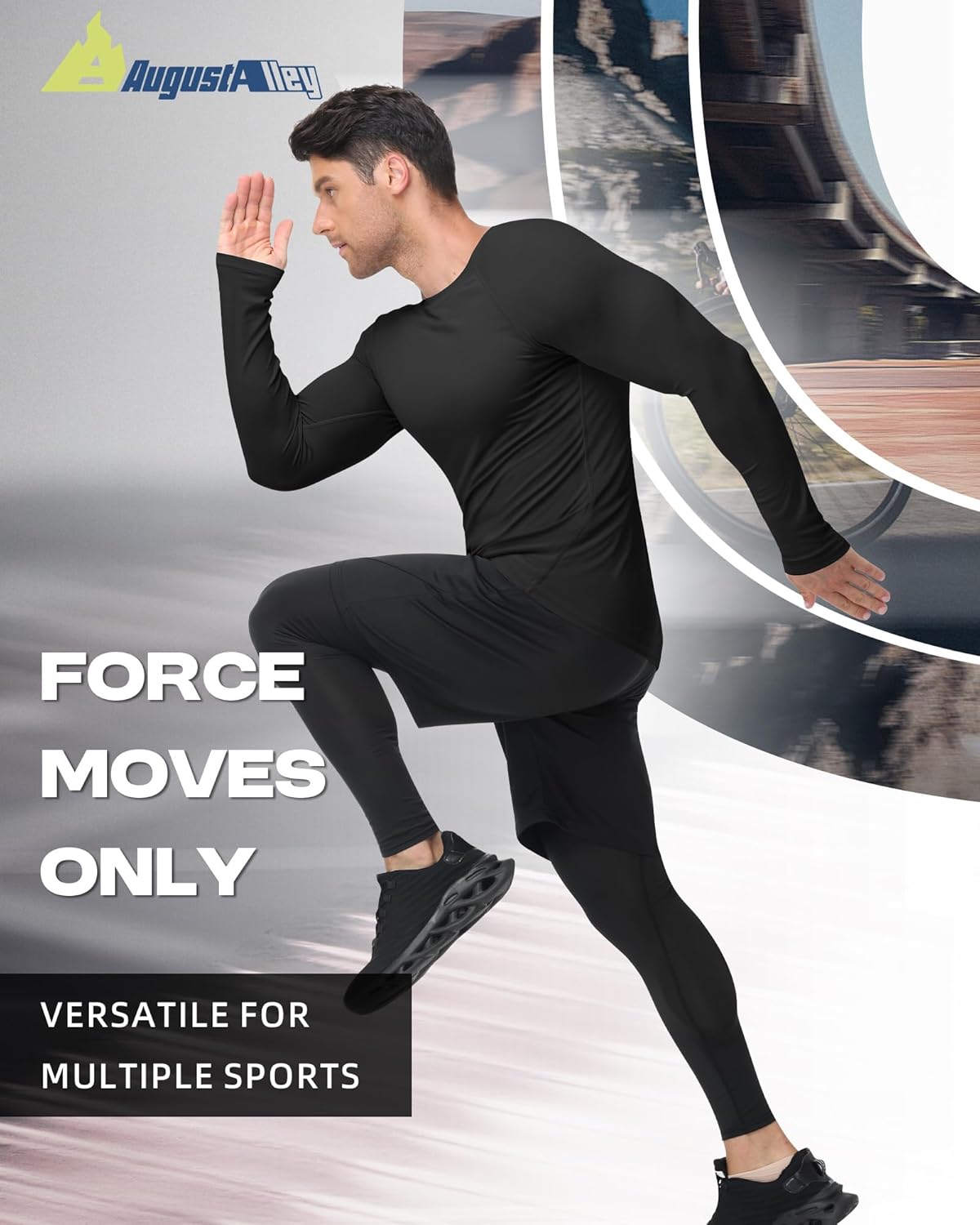 4 Pack Mens Long Sleeve Compression Shirts Crew Neck Workout Tight Tops Athletic Base Layer Undershirts - Image 6