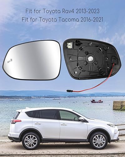 Miniatura 10 de Cristal de espejo con detección de punto ciego se adapta a Toyota RAV4 2013-2023 Tacoma 2016-2021, lente de espejo retrovisor derecho del lado del