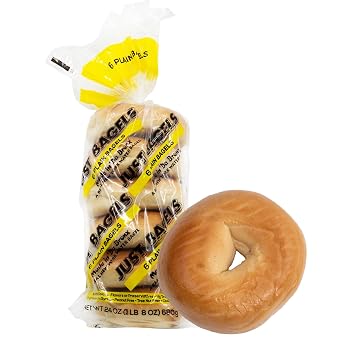 Just Bagels Plain Bagels - عبوتان من 6 كعكات لكل عبوة - 12 إجمالي غير معدّل وراثيًا