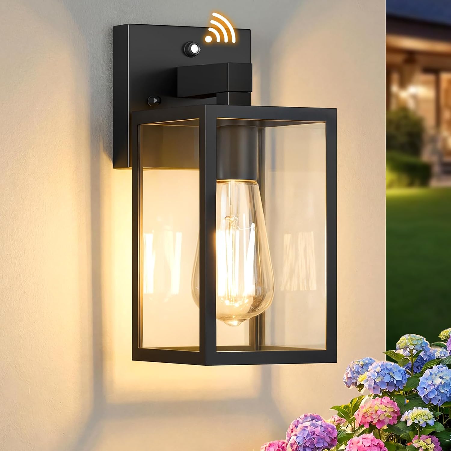 FOLKSMATE Dusk to Dawn Outdoor Wall Light Fixture Waterproof Black 1 Pack