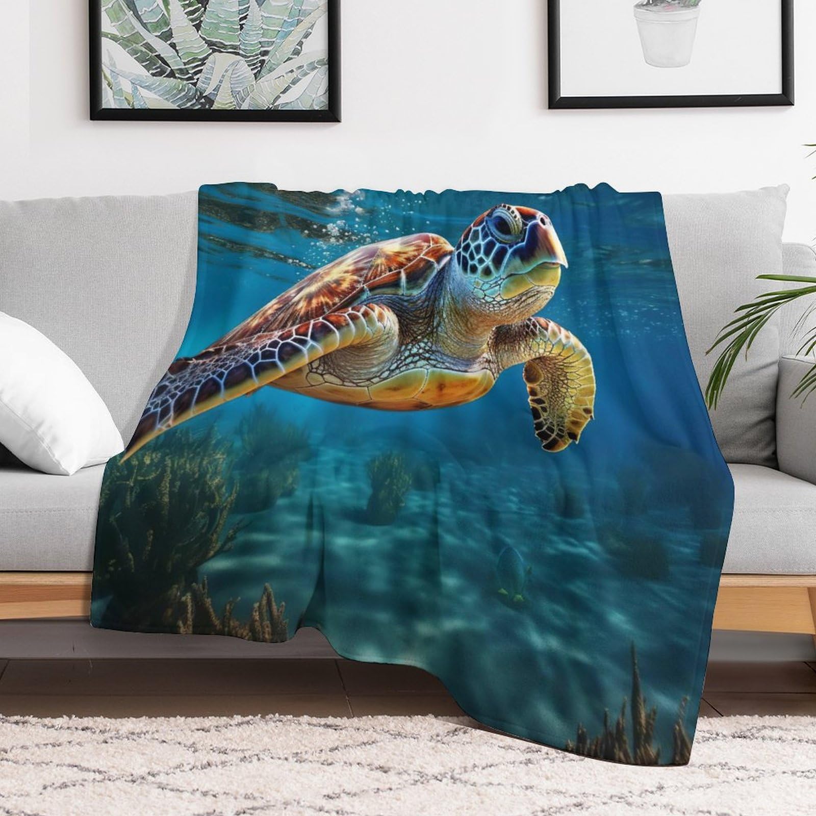 Flanell-Fleece-Decke Mit Meeresschildkröten-Motiv – 150 X 200 Cm, Weich & Wärmend