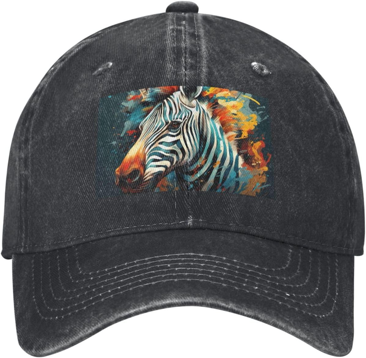 Abstract Animal Zebra Print Cowboy Hat Personalized Baseball Cap Fashion Hat Cap Funny Gifts for Women Men Black