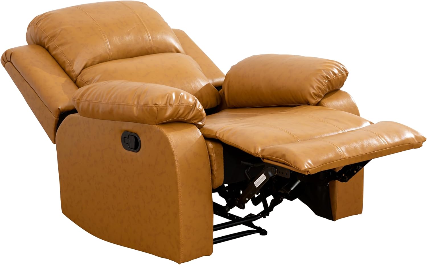 Faux Leather Recliner Sofa Set, Living Room Furniture Sets, Manual Reclining Couch Set, Classic Reclining Loveseat and 2 Recliner Chairs with Cup Holders/Storage for Home/Office/RV, Ginger