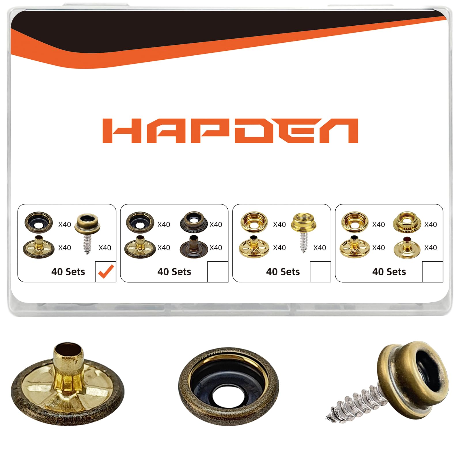Boutons pression 15mm inox bronze pour vêtement, cuir, bâche et revêtement en tissu de bateau