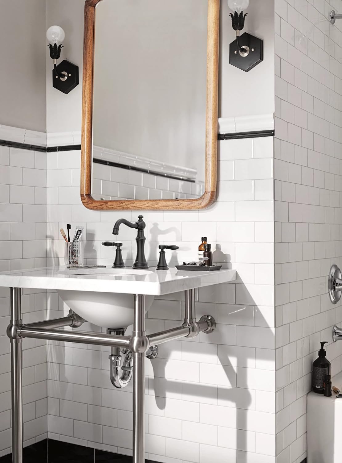 Moen TS42108BL-9000 Weymouth Two-Handle Widespread Bathroom Faucet with Lever Handles and Valve, Matte Black : Everything Else