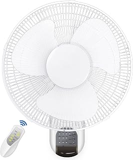 HealSmart 16 Inch Adjustable Tilt, Digital Household Wall Mount Fans, 90 Degree, 3 Speed Settings, 1 Pack, White, 1-Pack