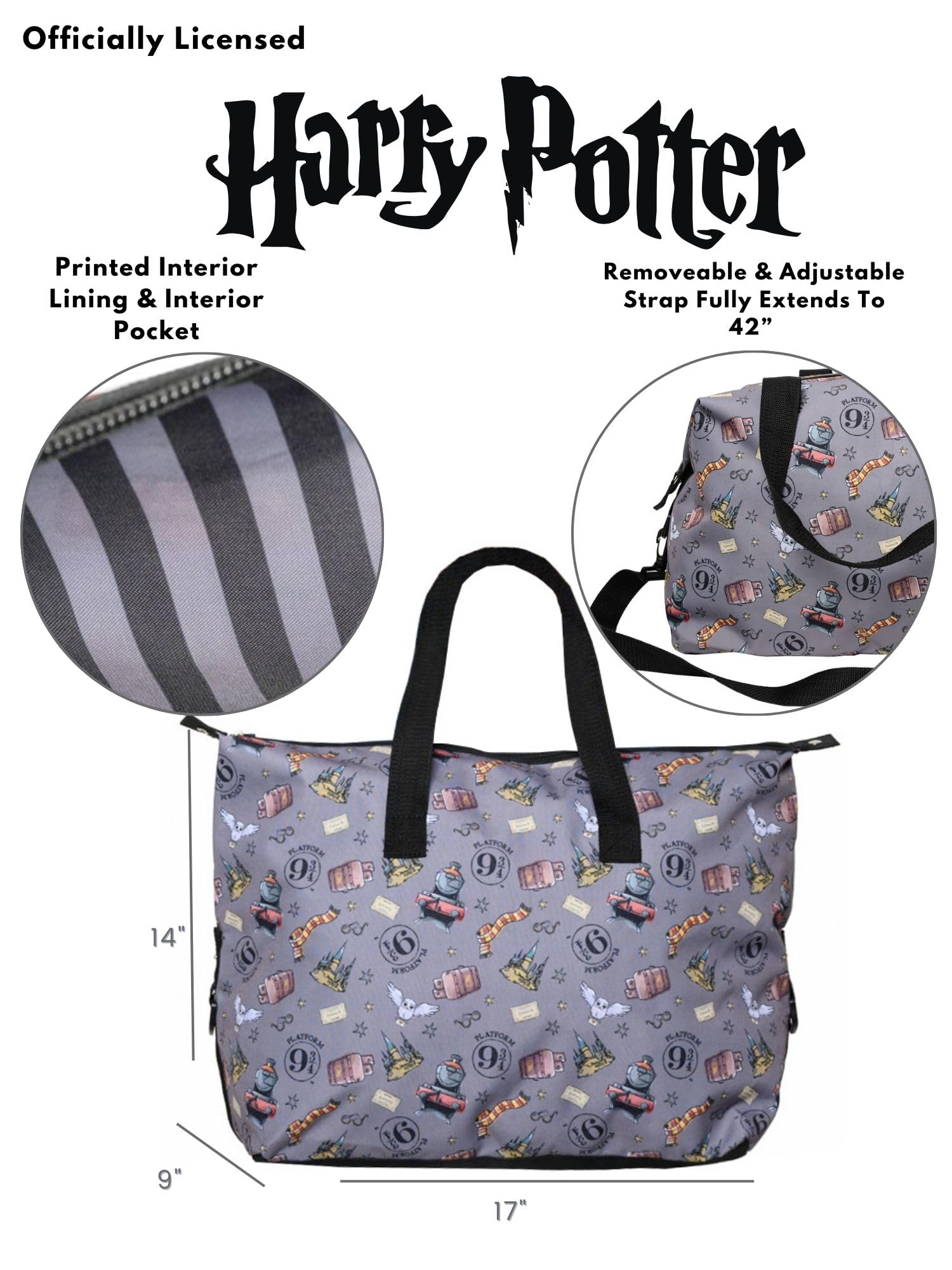 Bolsa de lona Tren Buho Gafas Hogwarts Estampado Todo Sobre Llevar Viajes, Blanco apagado, Bolsa de lona Weekender 4