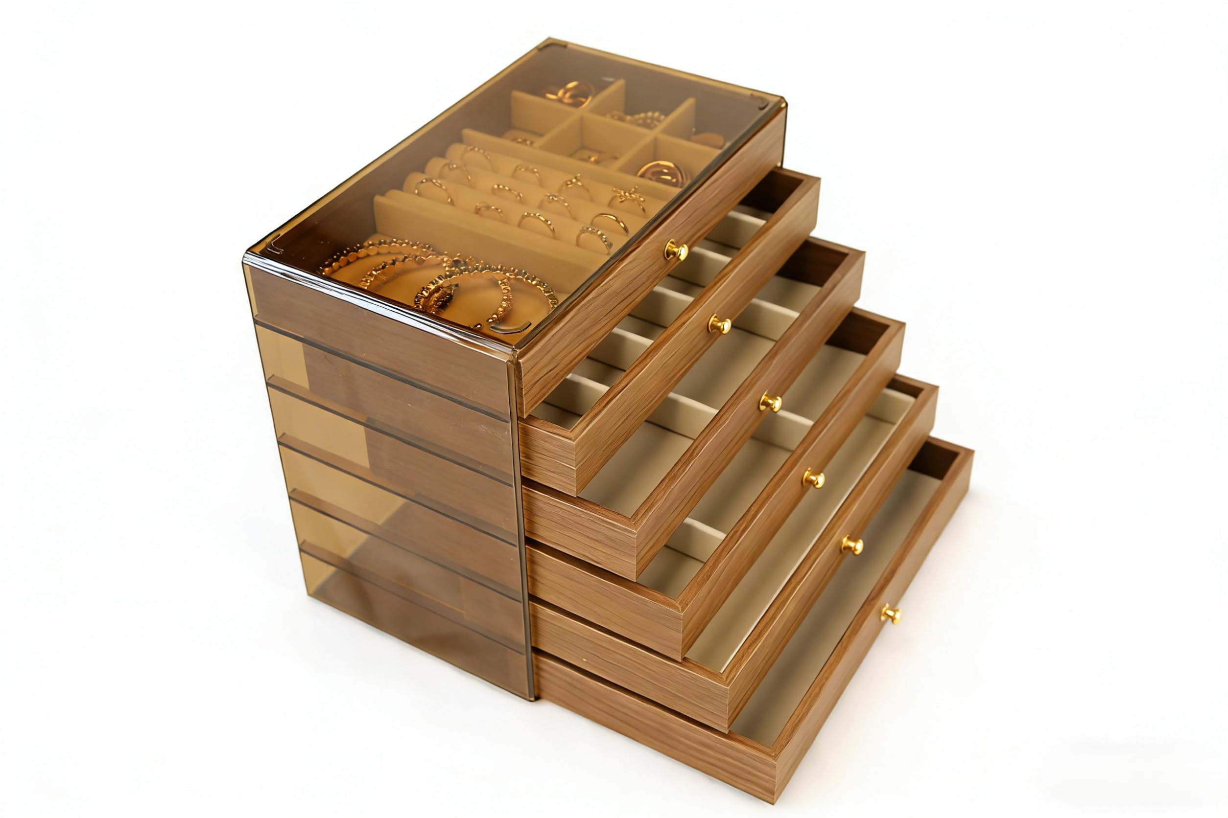 Portagioie in legno, per anelli, collane, orecchini, bracciali, orologi, gioielli, vintage, idea regalo per donne di 15 anni e ragazze adolescenti
