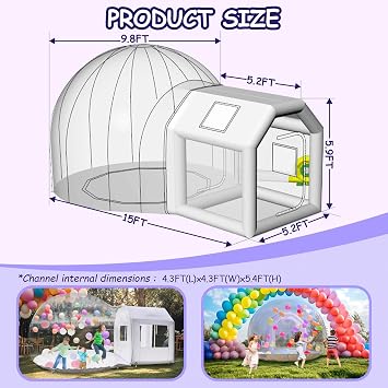 10FT Clear PVC Inflatable Bubble House Dome Tent with Tunnel - Bubble House Dome Inflatable, Ideal for Fun Events and Parties, Durable Inflatable Bubble House, Easy Setup