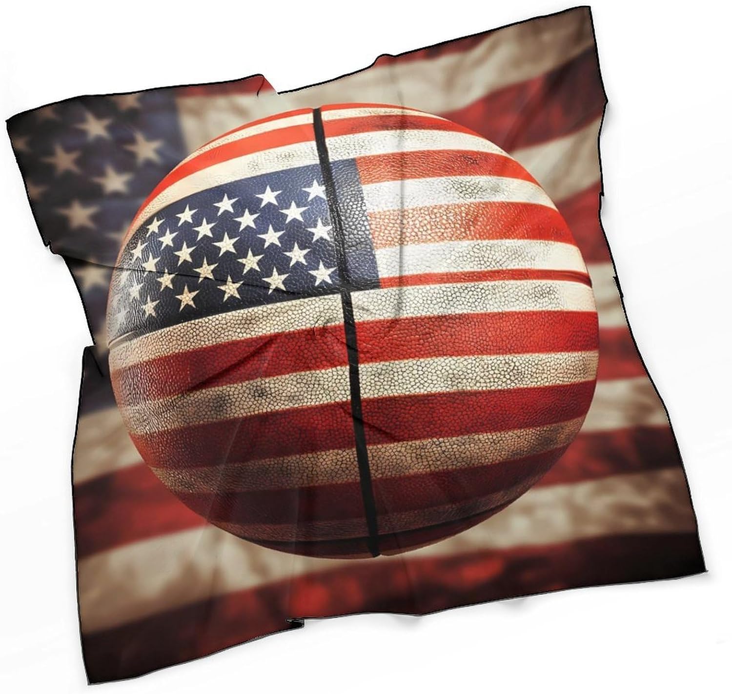 USA Flag Basketball Bandana Fashion Head Scarf Square Silk Scarf Print Neck Hair Scarfs for Women Men Gifts