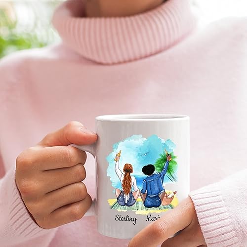 Vista 27 de Taza de café blanca de 2 mejores amigos, 11 onzas, 15 onzas, taza de amistad personalizada para mujeres, mejor amiga, mejor amiga, hermana, hermana