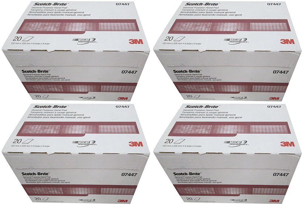 3M 07447 Scotch-Brite moNRr Maroon General Purpose Hand Pad, 20 Count (4 Pack)