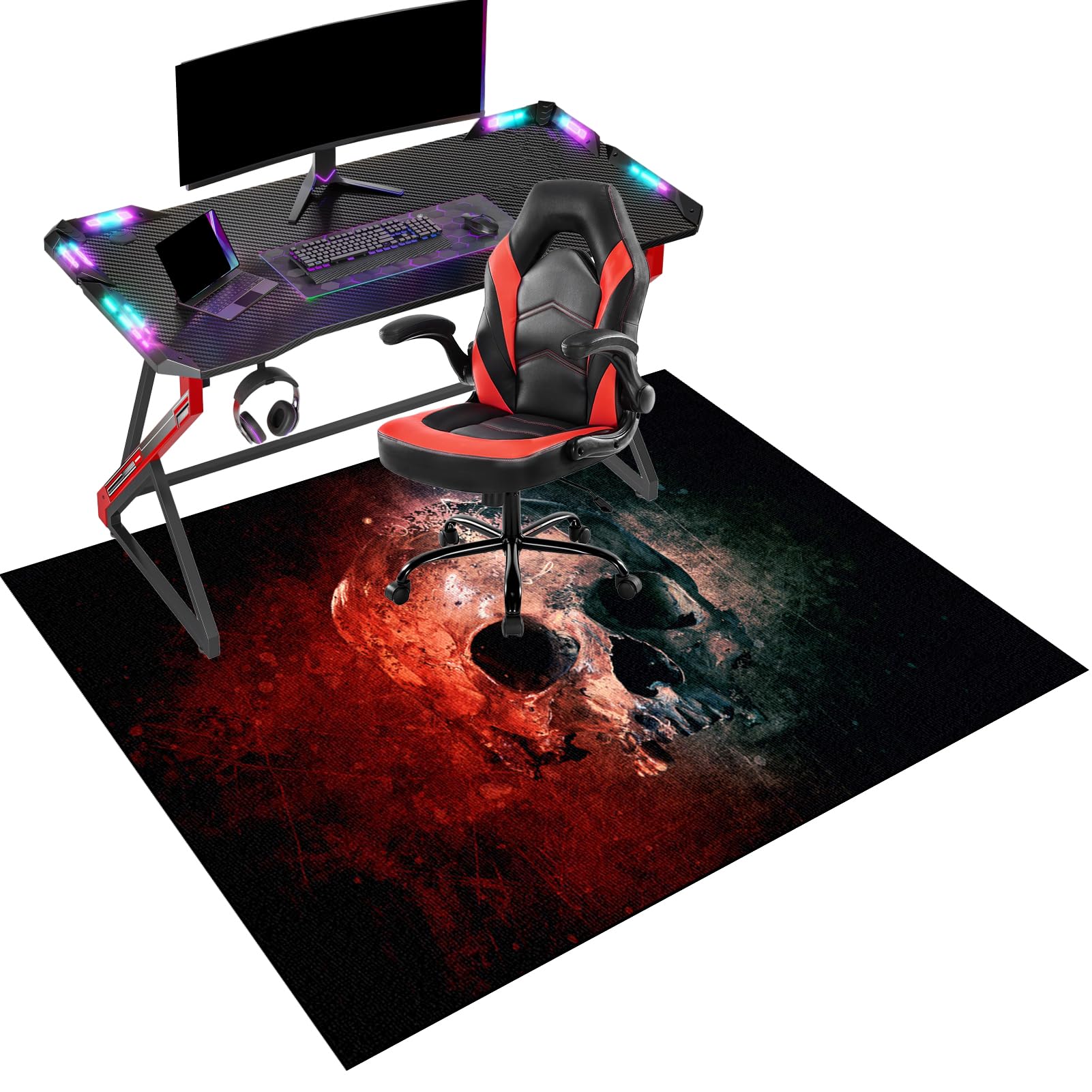 Fcenghox 2498A Office Gaming Chair Mat For Carpet 100 X 140 Cmcomputuer Desk Chair Mat For Hardwood Floor Under Desk Low-Pile Office Rug Gaming Rolling Chair Mat For Hard Wooden Black Protector Rug Washable