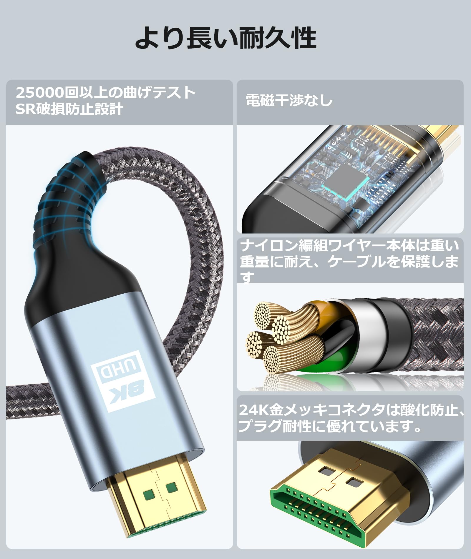 Amazon | hdmi2.1 ケーブル 3m 8k hdmiケーブル 48Gbps 超高速 HDMI 