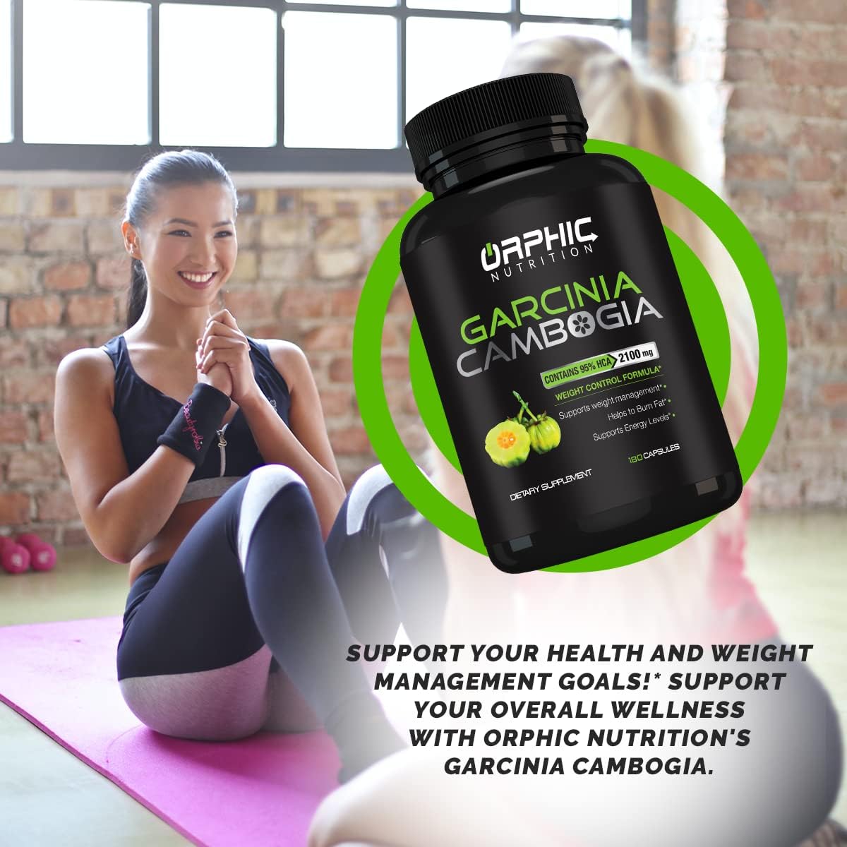 ORPHIC NUTRITION Garcinia Cambogia Extract 2 Months Supply - to Support Weight Loss Efforts* - Helps Curb Appetite*, Suitable for Vegetarians - 2100 MG - 180 Caps