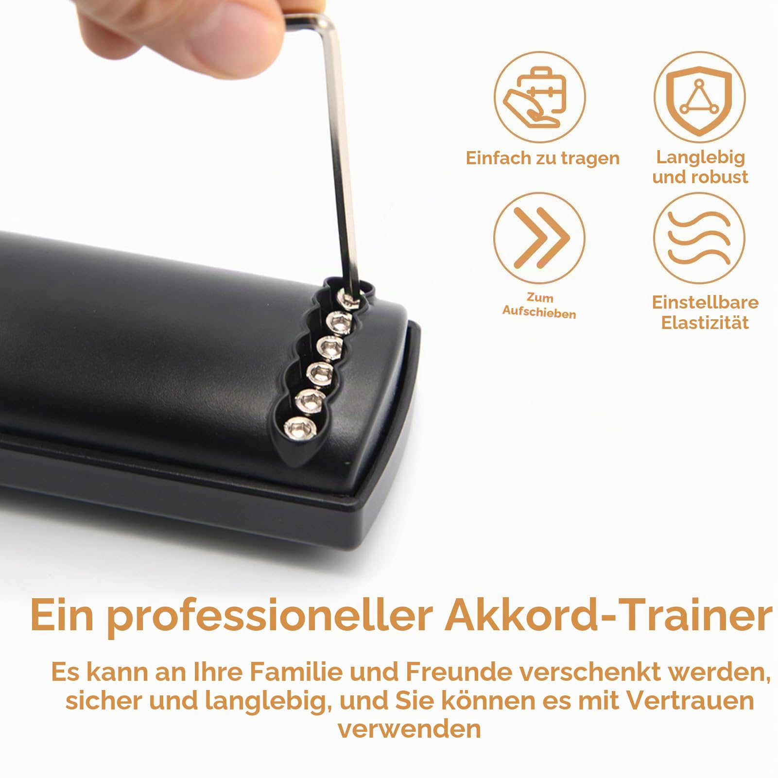 Taschengitarren Übungshals, 29x5x4cm/11,4x2x1,6 Zoll Mini 6-Bund Gitarren Übungswerkzeug Tragbares Akkordtrainer mit drehbarem Chart-Bildschirm Gitarren Akkord Trainer Hals Akkord Tool für Anfänger