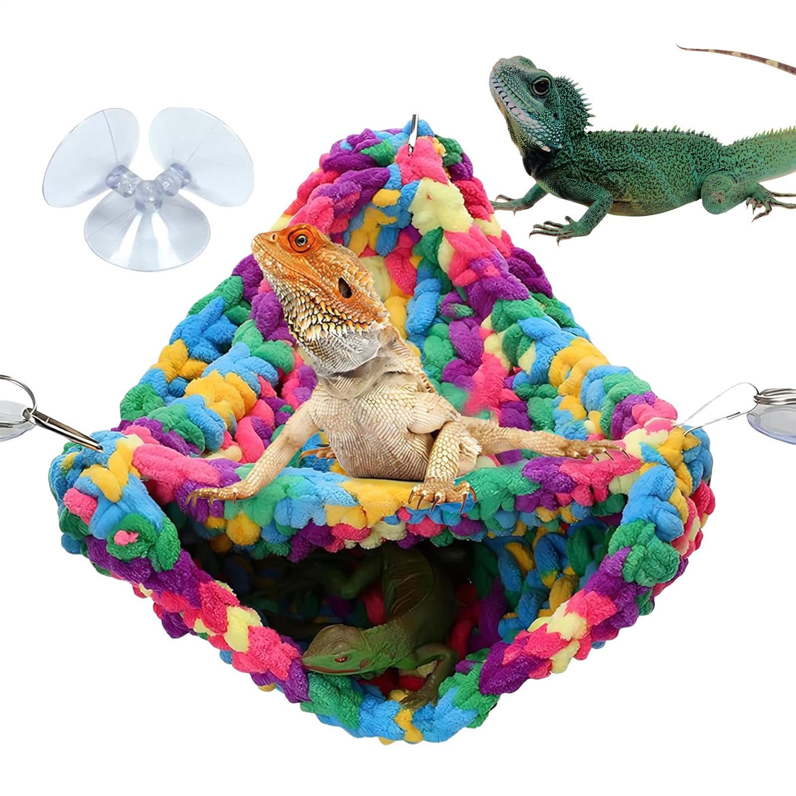Cama oscilante tejida a mano para terrario con ganchos estables