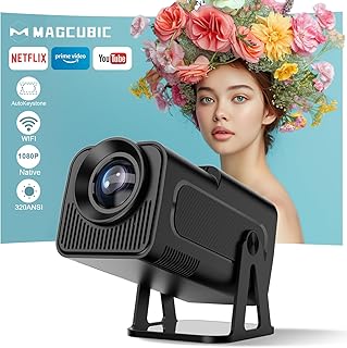 Magcubic Mini Projector with Wifi and Bluetooth, Built-in Android 13, Portable Smart 1080P Projector with 4K Support, Auto Keystone, Voice Control, HY320 NTV (Black)