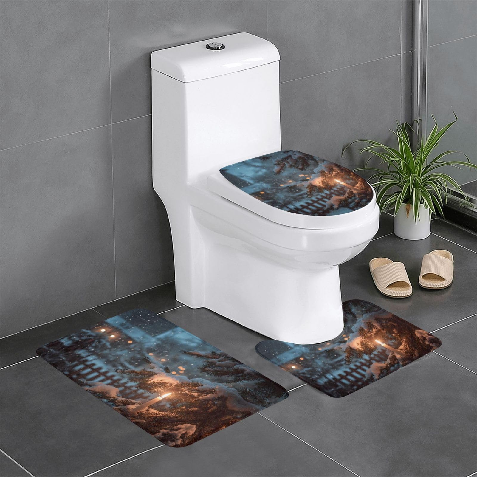 Tapis de salle de bain antidérapants 61x40.6 cm tapis rectangulaire U O pour toilettes WC