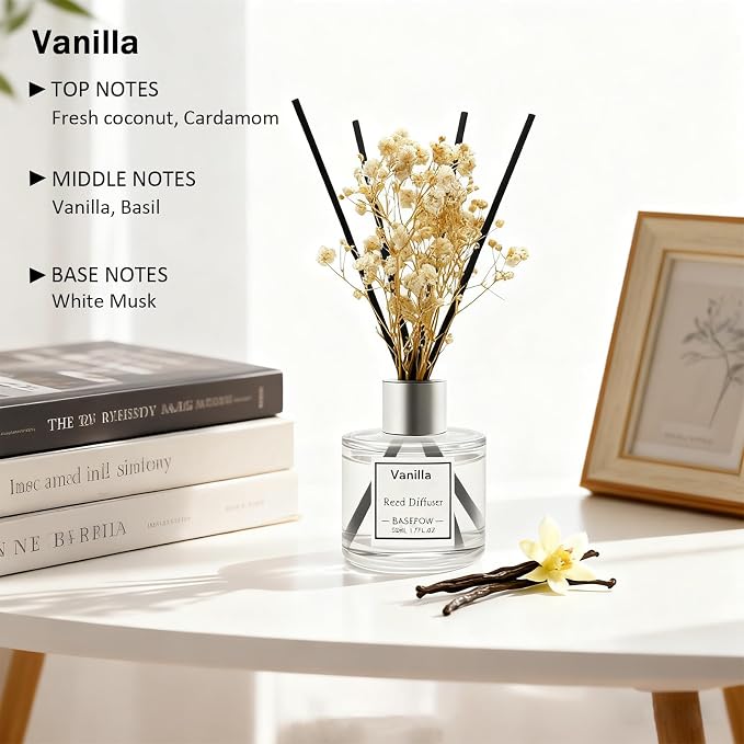Difusor de varillas Set de 3 Frascos,Lavanda,Vainilla,Cítricos 50ml miniatura 4