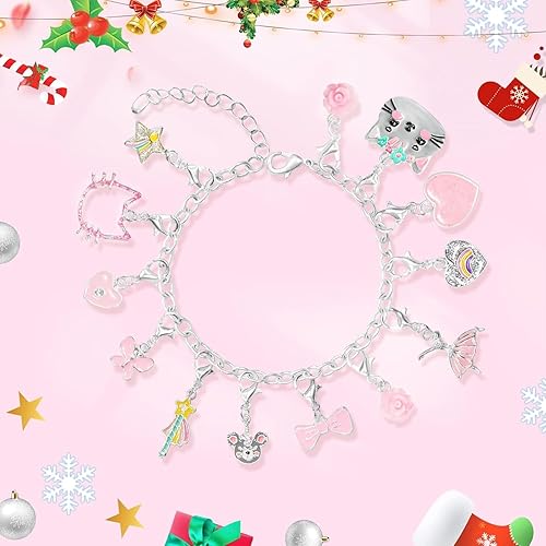 Miniatura 3 de Calendario de Adviento 2025 Cuenta Regresiva de Navidad DIY Lindos Dijes de Gato Pulsera de Moda de Navidad con Pulseras Collar y 22 Dijes Únicos