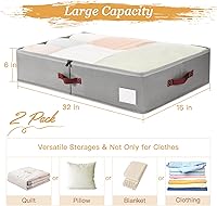 Vista 2 de Criusia Under Bed Storage Bins with Clear PVC Lids – 2 Pack Large Underbed Organizers with Heavy-Duty Handles, Reinforced with 800G PP Panels & 80G