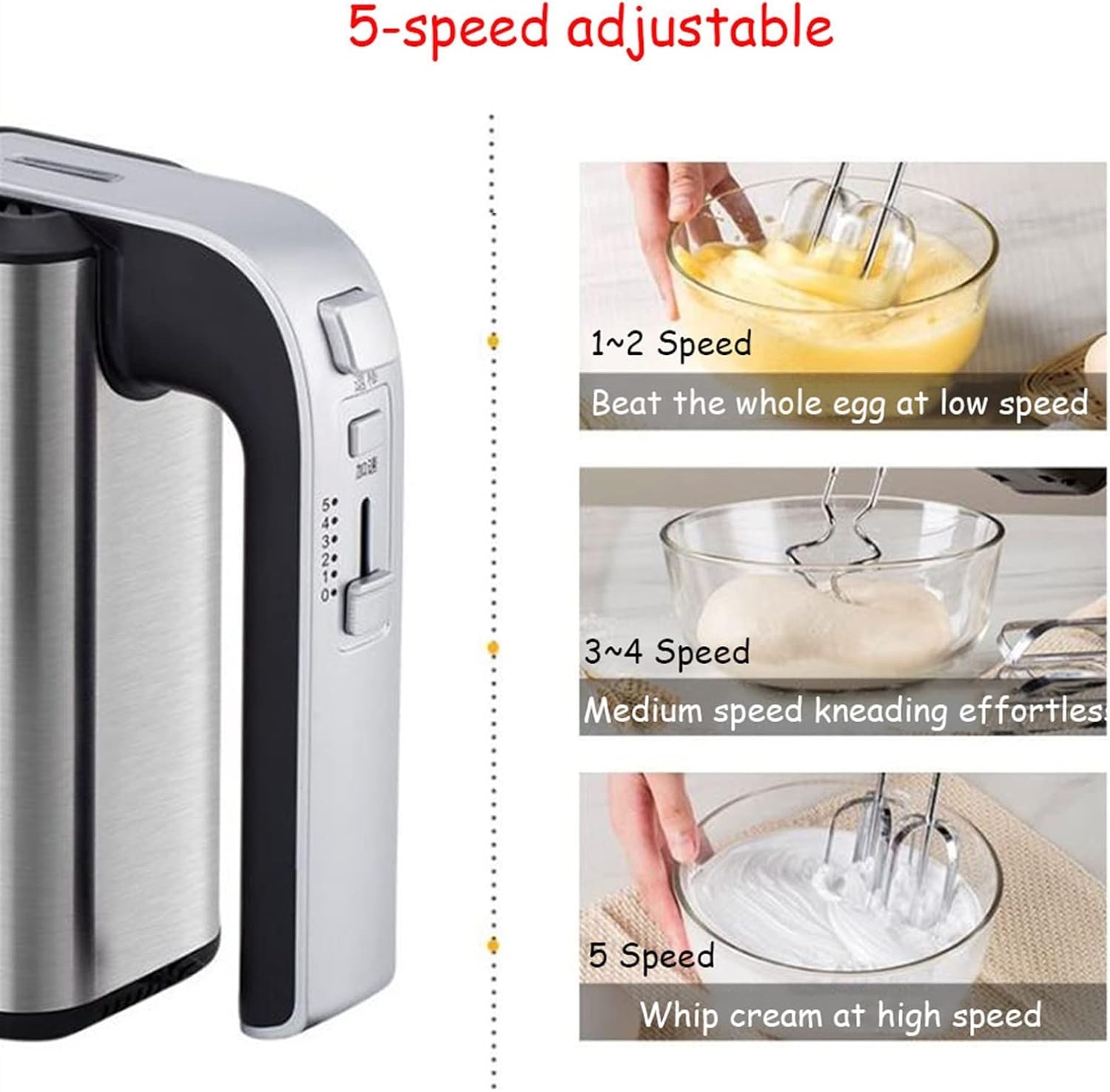 Egg Beater Electric Hand Mixer 5-Speed 500W Kitchen Food Dough Blender Cream blender Hand Mixer Electric Food Mixers Bread kneader Whisk